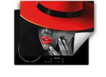 Darhaus Piastra Di Copertura Per Stufa 80X52 Cm Tappetino Antiscivolo Roll-Up, Rosso - Nero - Donna