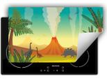 Darhaus Piastra Di Copertura 90X52 Cm Tappetino Antiscivolo Roll-Up, Dinosauro - Colorato