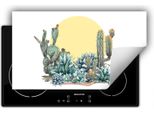 Darhaus Piastra Di Copertura Per Stufa 90X52 Cm Tappetino Antiscivolo Roll-Up, Cactus - Sole