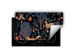 Darhaus Piastra Di Copertura Per Stufa 90X52 Cm Tappetino Antiscivolo Roll-Up, Nero - Foresta