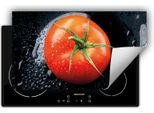 Darhaus Piastra Di Copertura Per Fornelli 90X52 Cm Tappetino Antiscivolo Roll-Up, Nero - Pomodori