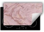 Darhaus Piastra Di Copertura Per Fornelli 90X52 Cm Tappetino Antiscivolo Roll-Up, Rosa - Marmo