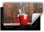 Darhaus Piastra Di Copertura Per Fornelli 90X52 Cm Tappetino Antiscivolo Roll-Up, Gocce - Caffè