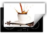 Darhaus Piastra Di Copertura Per Fornelli 90X52 Cm Tappetino Antiscivolo Roll-Up, Bianco - Latte - Caffè
