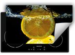 Darhaus Piastra Di Copertura Per Fornelli 90X52 Cm Tappetino Antiscivolo Roll-Up, Nero - Acqua - Limone