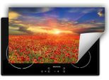 Darhaus Piastra Di Copertura Per Stufa 90X52 Cm Tappetino Antiscivolo Roll-Up, Rosso - Poppies
