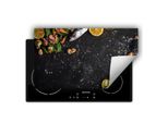 Darhaus Piastra Di Copertura Per Fornelli 90X52 Cm Tappetino Antiscivolo Roll-Up, Ardesia - Frutti Di Mare
