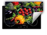 Darhaus Piastra Di Copertura Per Fornelli 90X52 Cm Tappetino Antiscivolo Roll-Up, Colorato - Verdure