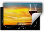 Darhaus Piastra Di Copertura Per Fornelli 90X52 Cm Tappetino Antiscivolo Roll-Up, Rosso - Vino