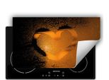 Darhaus Piastra Di Copertura Per Stufa 90X52 Cm Tappetino Antiscivolo Roll-Up, Arancione - Heart - Drops