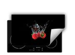 Darhaus Piastra Di Copertura Per Fornelli 90X52 Cm Tappetino Antiscivolo Roll-Up, Nero - Fragole