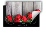 Darhaus Piastra Di Copertura Per Stufa 90X52 Cm Tappetino Antiscivolo Roll-Up, Rosso - Roses