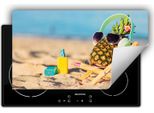 Darhaus Piastra Di Copertura Per Fornelli 90X52 Cm Tappetino Antiscivolo Roll-Up, Spiaggia - Ananas