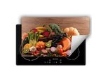 Darhaus Piastra Di Copertura Per Stufa 90X52 Cm Tappetino Antiscivolo Roll-Up, Verdure - Legno