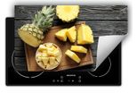 Darhaus Piastra Di Copertura Per Stufa 90X52 Cm Tappetino Antiscivolo Roll-Up, Ananas - Legno