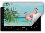 Darhaus Piastra Di Copertura Per Fornelli 90X52 Cm Tappetino Antiscivolo Roll-Up, Spiaggia - Flamingo