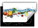 Darhaus Piastra Di Copertura Per Fornelli 90X52 Cm Tappetino Antiscivolo Roll-Up, Frutta - Verdura