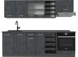 Vicco Cucina Componibile R-Line, 240 Cm Senza Piano Di Lavoro, Calcestruzzo Nero/Antracite
