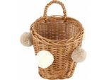 Cestino Da Parete Naturale Con Pompon