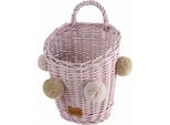 Wiklibox - Cestino Da Parete, Cestino Decorativo Rosa Con Pompon - 17X20X30H
