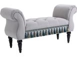 Homcom Bench Panca Imbottita, Look Velluto, Panca Da Letto Con Gambe In Legno, Panca Da Corridoio Per Camera Da Letto, Caricabile Fino A 150 Kg, Grigio Chiaro, 117 X 40 X 58 Cm