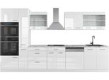 Vicco Cucina Componibile R-Line, 350 Cm Con Armadio Alto, Senza Piano Di Lavoro, Bianco Lucido/Bianco