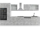 Vicco Cucina Componibile R-Line, 350 Cm Con Armadio Alto, Senza Piano Di Lavoro, Cemento/Bianco