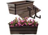 Fioriera Kadax Con Base E Supporto Per Fioriera Da Balcone "Cati"", In Plastica, Vaso Da Fiori Per Balcone, 40 Cm, Marrone"