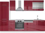 Vicco Cucina Componibile Fame-Line, 300 Cm , Pt Marmo, Bordeaux Lucido/Bianco