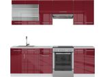 Vicco Cucina Componibile Fame-Line, 240 Cm , Pt Marmo, Bordeaux Lucido/Bianco