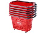 Cestini Per La Spesa Vevor, 6 Pezzi, Carrello Per La Spesa Da 39 L Con Maniglie, Cestino Per La Spesa In Plastica Con Rotelle, Set Di Cestini Per La Spesa Portatili Di Grandi Dimensioni Per Supermercati, Negozi Al Dettaglio