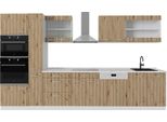 Vicco Cucina Componibile R-Line, 350 Cm Con Armadio Alto, Senza Piano Di Lavoro, Rovere Artigianale/Bianco