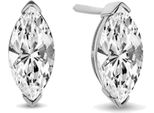 New Bling 9NB-0717 Orecchini In Argento - Donna - Zirconi - Ovale - 11,5 X 5 Mm - Bianco - Rodio - Argento
