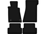 Tappetini In Velluto Per Mercedes Sl R107 Z Katalizatorem (1985-1989, Coupé, Cabriolet) Neri, Set 4 Pz, Con Fissaggi