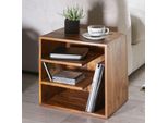 Finebuy Tavolino 43X43X30 Cm Comodino In Legno Massiccio Sheesham Piccolo Tavolo Da Soggiorno Con Ripiani Tavolo In Legno Di Design Consolle Da Letto Solida