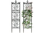 Unho Traliccio In Metallo, Set Di 2, Supporto In Acciaio Inox Per Piante Rampicanti, 195 X 50 Cm, Traliccio Da Giardino, Decorazione Da Giardino Nero