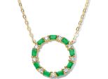 New Bling 9NB-0950 Collana In Argento Con Ciondolo - Donna - Zirconi - Rotondi E Rettangoli - Cerchio - 18 Mm - Bianco/Verde - Maglia Ad Ancora - 1,35 Mm - 40 + 5 Cm - Argento - Placcato Oro (Oro/Oro Su Argento)