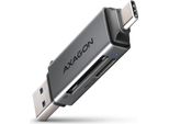 Axagon Axagon CRE-DAC USB-C+ USB-A 5 Gbps Mini Lettore Di Schede A 2 Slot E Lun Sd/Microsd Usb 3.0 Tipo-A/Tipo-C Grigio