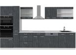Vicco Cucina Componibile R-Line, 350 Cm Senza Piano Di Lavoro, Nero Cemento/Bianco