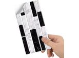 Carta Da Parati Autoadesiva 3D Piastrellabile 24 Pezzi - Bianco/Nero KP36856