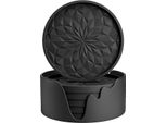 Inf Set Di 6 Sottobicchieri In Silicone Con Supporto Nero