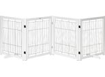 Pawhut Cancello Di Sicurezza Porta In Legno Barriera Per Cani Cancello Di Sicurezza Cancello Di Sicurezza Per Cani Porta Bidirezionale Pieghevole In Acciaio Bianco 305 X 35,5 X 82 Cm