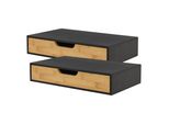 Set Di 2 Mensole A Muro 'Bokn' Con Cassetto 40 X 24 X 8 Cm Bambù Nero