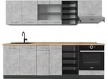 Vicco Cucina Componibile R-Line, 240 Cm , Pl Rovere, Calcestruzzo/Antracite