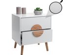 Comodino HWC-N89, Cassettiera Laterale Comodino, Cassetto Design 3D In Legno Melaminico, 55X48X41Cm ~ Bianco