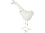 Uccello Decorativo In Metallo Vintage Oro Bianco 35X32,5 Cm Figurina Da Tavolo