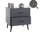 Comodino HWC-N89, Cassettiera Laterale Comodino, Cassetto Design 3D In Legno Melaminico, 55X48X41Cm ~ Aspetto Marmo Grigio