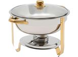 Chafing Dish In Acciaio Inox, Capacità 5 Litri, Design Moderno E Rotondo, Oro