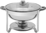 Chafing Dish In Acciaio Inox, Capacità 5 Litri, Design Moderno E Rotondo, Bianco