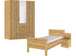 Schlafzimmer-Set RAUCH Komplettschlafzimmer Schlafzimmer EVELYN, braun (asteiche), Bett 100x200cm + ohne Matratze, B/H: 100cm x 200cm, Holzwerkstoff, Schlafzimmermöbel-Sets, Schrank und Bett in 2 Breiten, Nachttisch mit Paneel MADE IN GERMANY